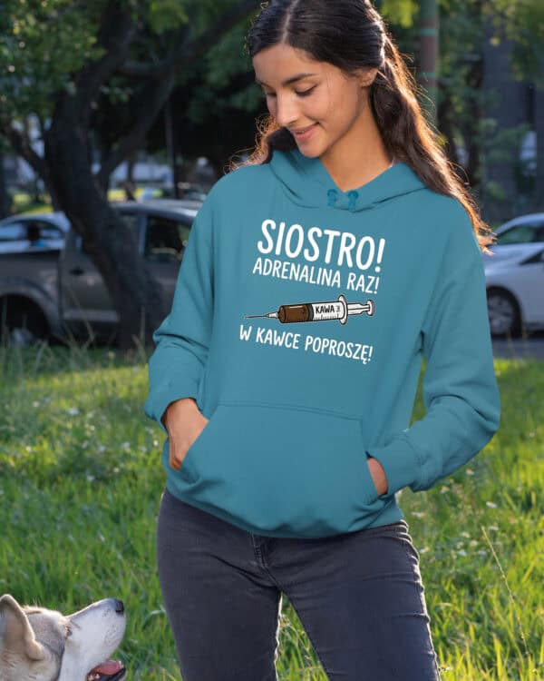 TL1750 SIM28 Śmieszna Bluza z kapturem dla Lekarza <br>Zastrzyk Kawy
