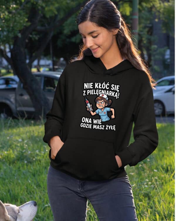 TL1751 SIM23 Prezent dla Pielęgniarki <br>Śmieszna Bluza z kapturem