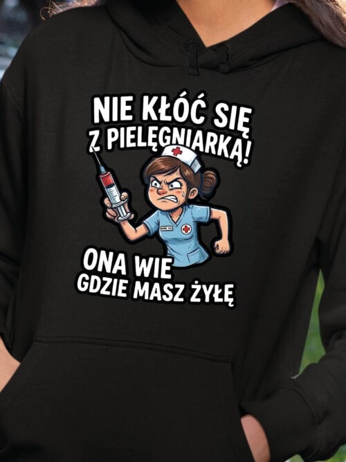 TL1751 SIM24 Prezent dla Pielęgniarki Śmieszna Bluza z kapturem