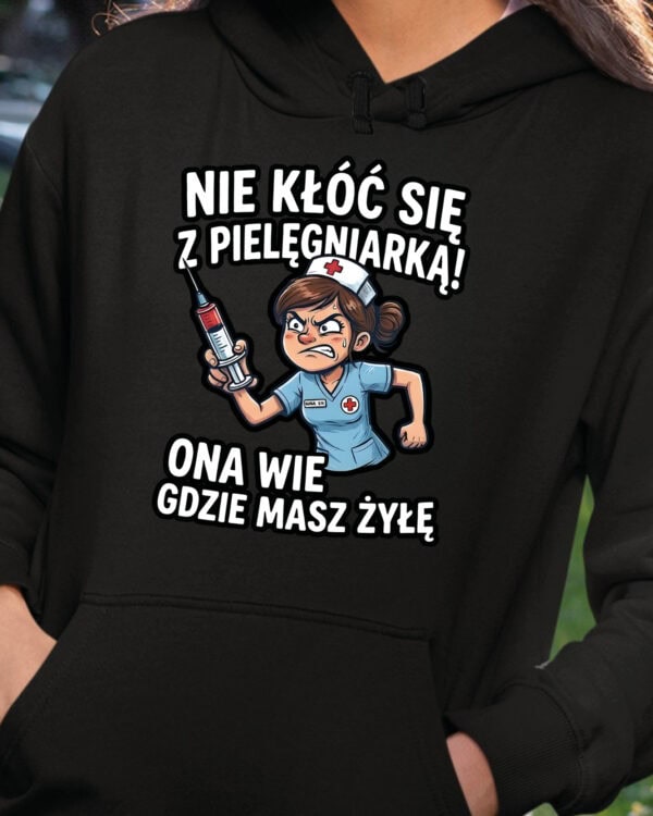 TL1751 SIM24 Prezent dla Pielęgniarki Śmieszna Bluza z kapturem