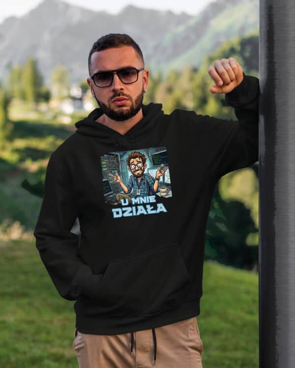 TL1752 SIM21 Śmieszna Bluza z kapturem dla Informatyka <br>U mnie działa