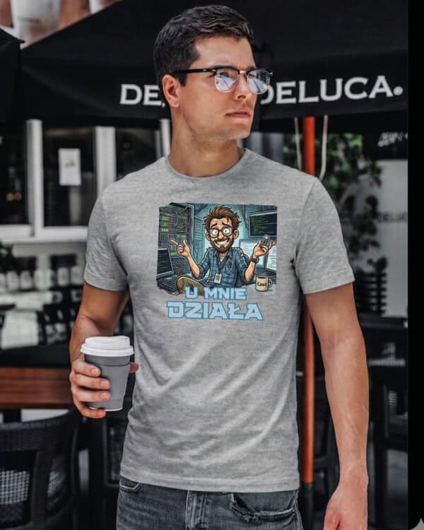 TL1752 SIM9 Śmieszna Koszulka dla Informatyka <br>U mnie działa