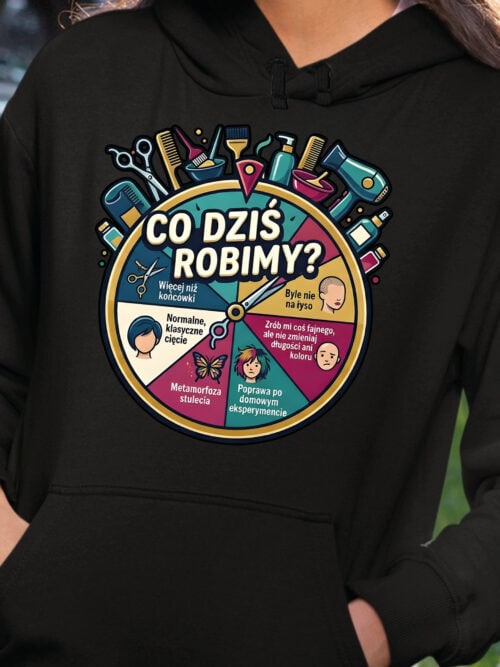TL1755 SIM24 Śmieszna Bluza z kapturem dla Fryzjera Prezent Koło Fortuny