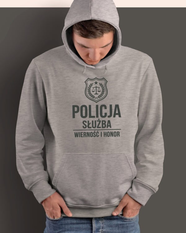 TL1760 SIM19 Bluza z kapturem Prezent dla Policjanta <br>Honor Służba