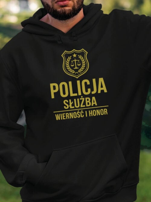 TL1760 SIM22 Bluza z kapturem Prezent dla Policjanta Honor Służba