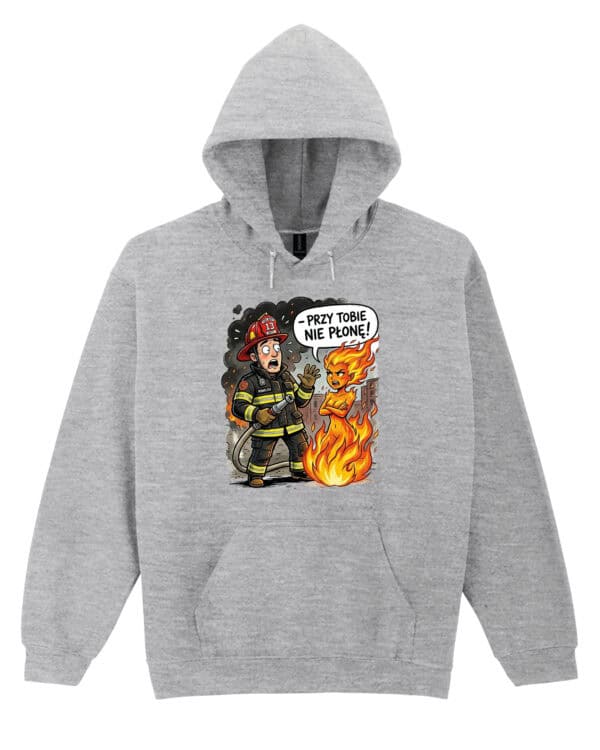 TL1768 SIM16 Śmieszna Bluza z kapturem dla Strażaka Płomień