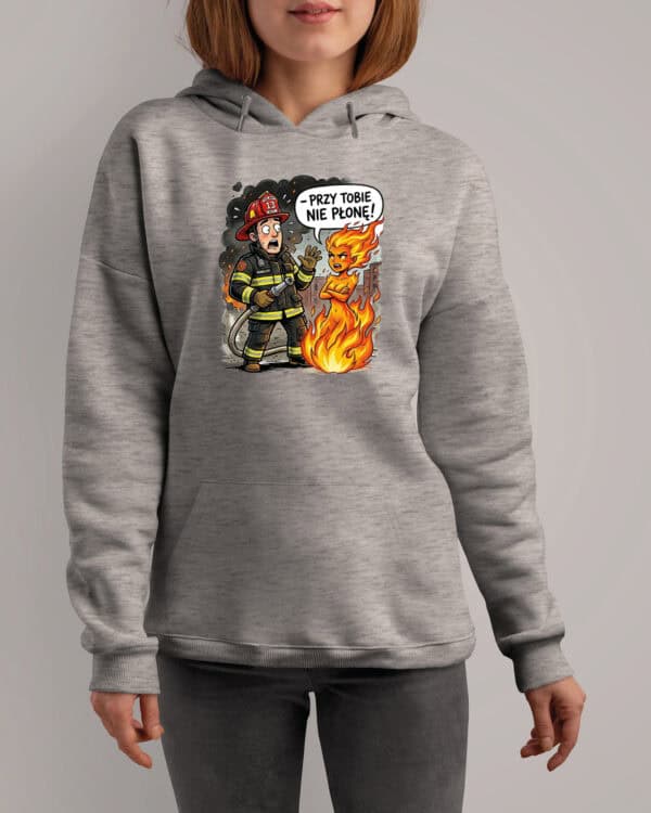 TL1768 SIM17 Śmieszna Bluza z kapturem dla Strażaka Płomień