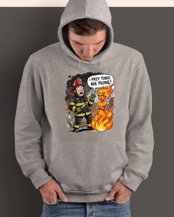 TL1768 SIM19 Śmieszna Bluza z kapturem dla Strażaka Płomień
