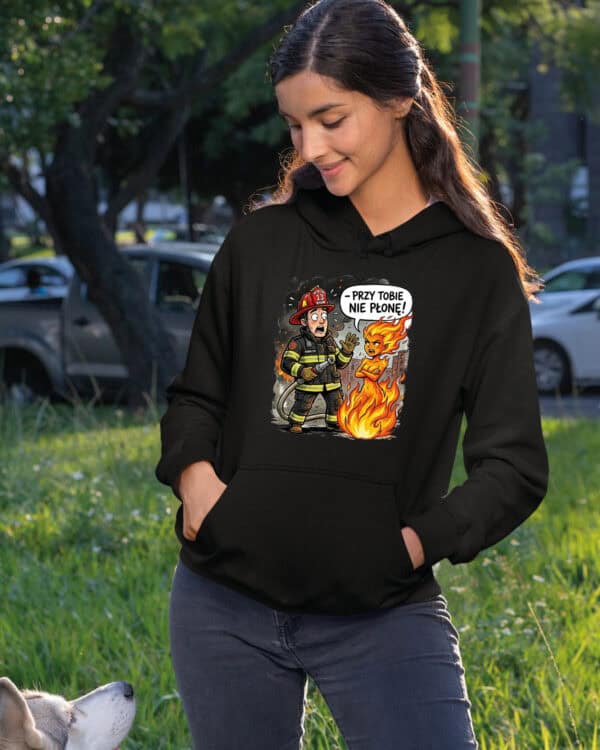 TL1768 SIM23 Śmieszna Bluza z kapturem dla Strażaka Płomień