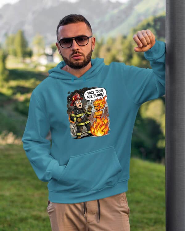 TL1768 SIM26 Śmieszna Bluza z kapturem dla Strażaka Płomień