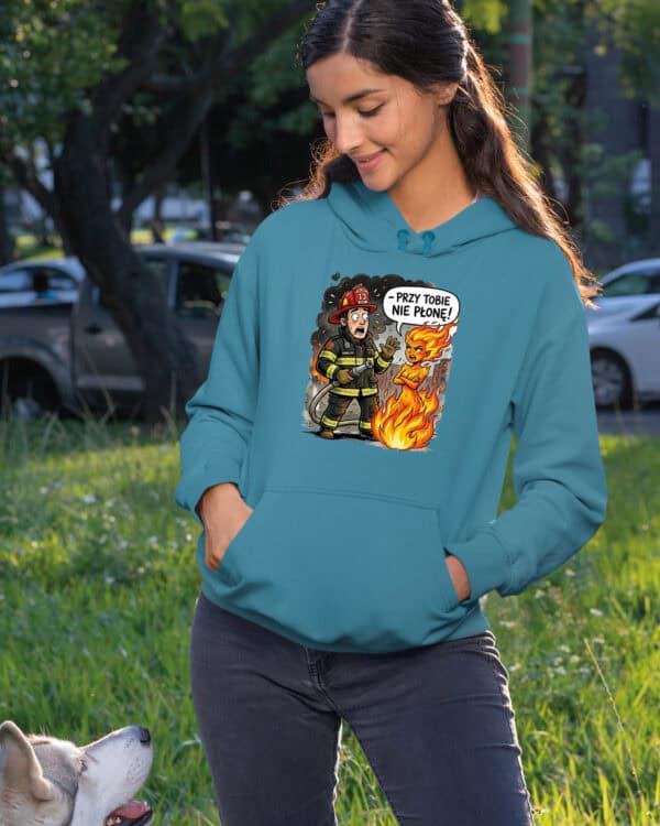TL1768 SIM28 Śmieszna Bluza z kapturem dla Strażaka Płomień