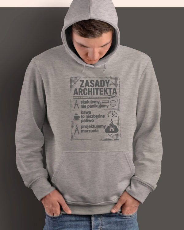TL1772 SIM19 Prezent dla Architekta Bluza z kapturem <br>Śmieszne Zasady
