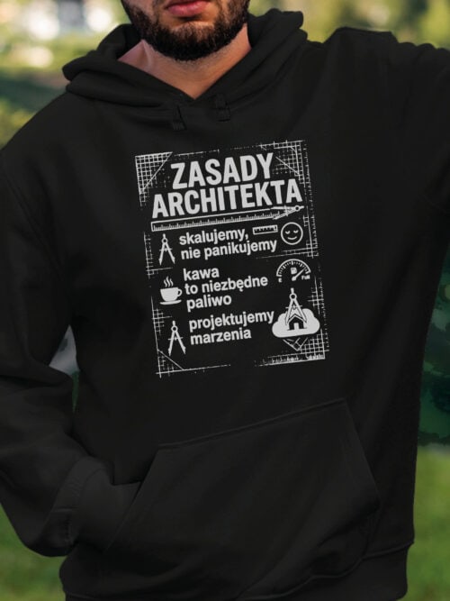 TL1772 SIM22 Prezent dla Architekta Bluza z kapturem Śmieszne Zasady