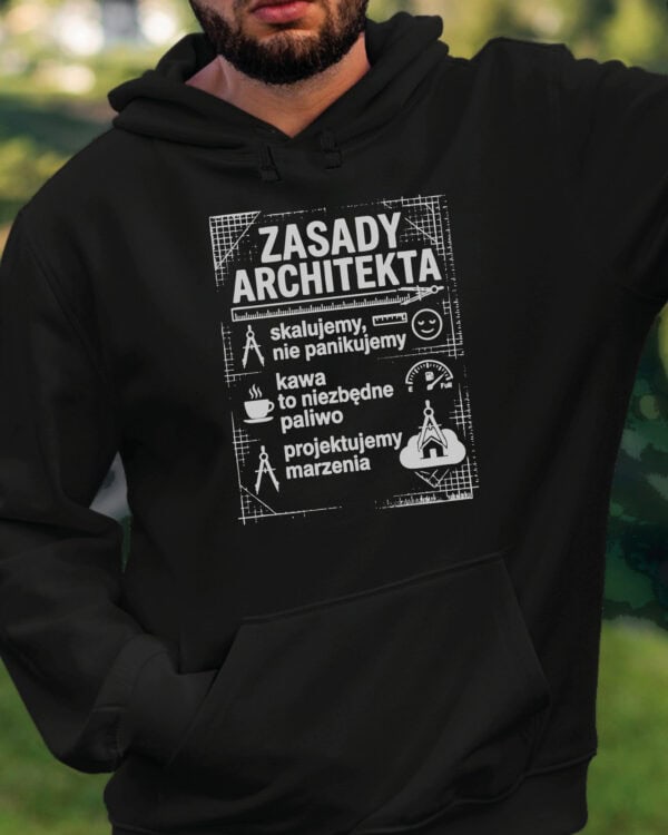 TL1772 SIM22 Prezent dla Architekta Bluza z kapturem Śmieszne Zasady