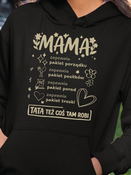 TL1777 SIM24 Śmieszna Bluza z kapturem dla Mamy Wielozadaniowa