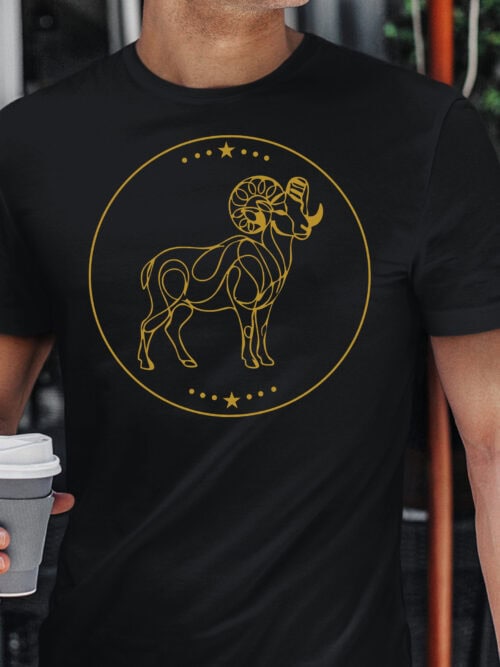 TL1801 SIM15 Koszulka Znak Zodiaku Lineart Minimalistyczny Baran
