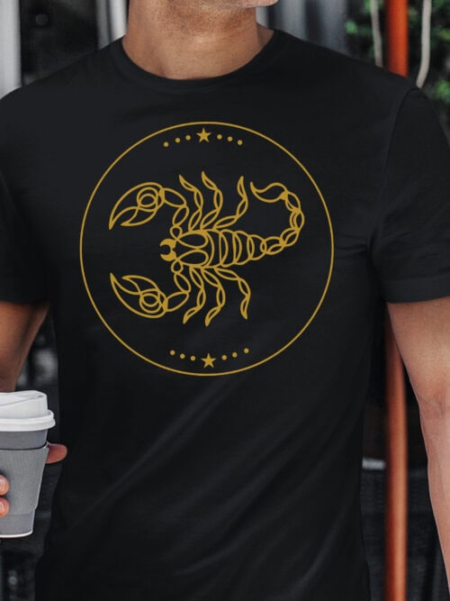 TL1805 SIM15 Koszulka Znak Zodiaku Lineart Minimalistyczny Skorpion