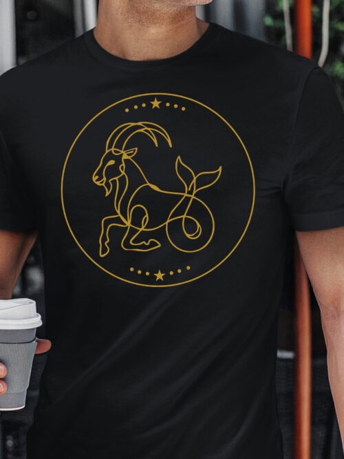 TL1810 SIM15 Koszulka Znak Zodiaku Lineart Minimalistyczny Koziorożec