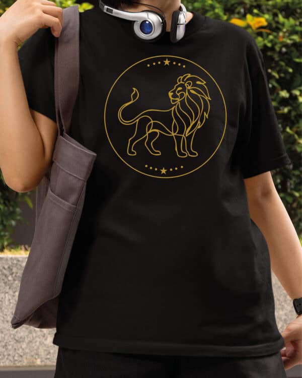 TL1811 SIM13 Koszulka Znak Zodiaku Lineart Minimalistyczny Lew