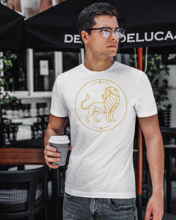 TL1811 SIM4 Koszulka Znak Zodiaku Lineart <br>Minimalistyczny Lew